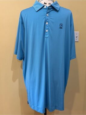 FootJoy Men's Striped Blue on Blue Short-Sleeve Polo Shirt, XL